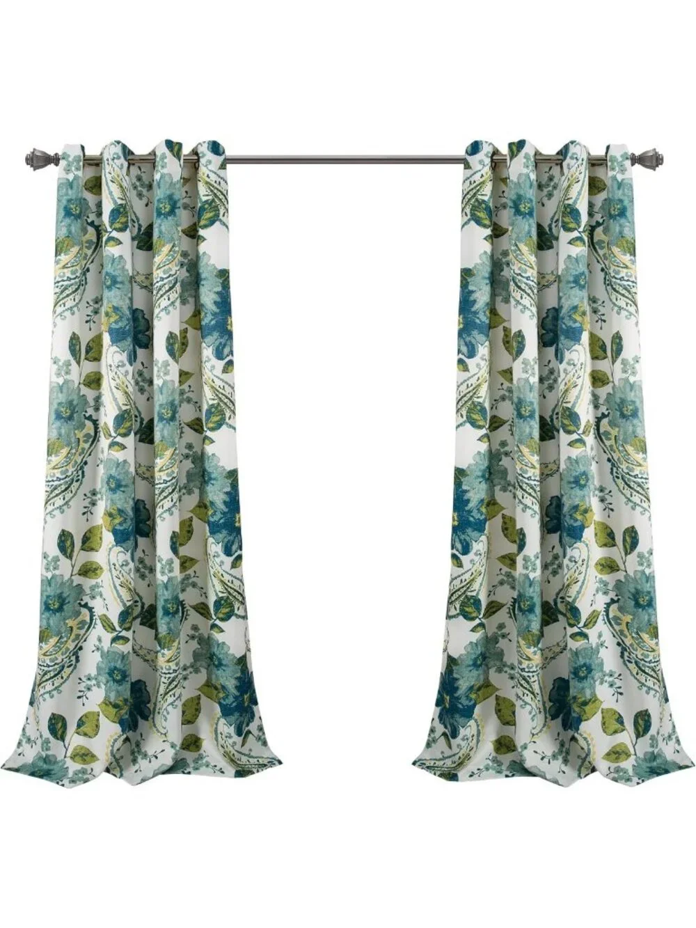 Floral Paisley Light Filtering Window Curtain Panel Pair, 52